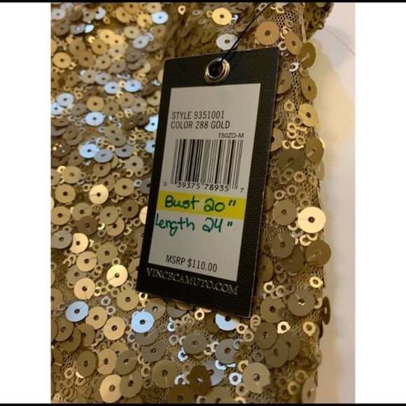 NWT Vince Camuto Gold Sequin Tank Top Blouse - Picture 4 of 5